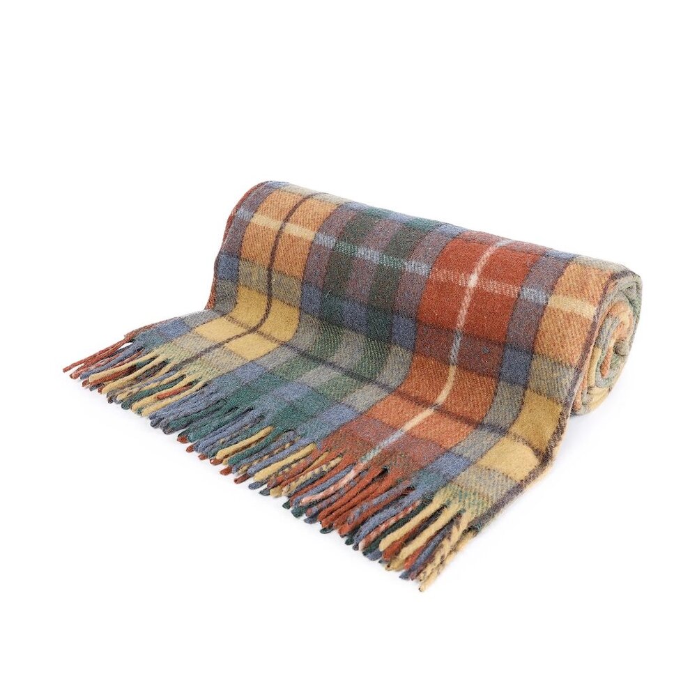 Highland Tartan Antique Buchanan Tweed Fluffy Throw, 59" W x 72" L